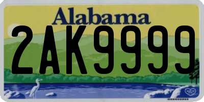 AL license plate 2AK9999