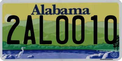 AL license plate 2AL0010