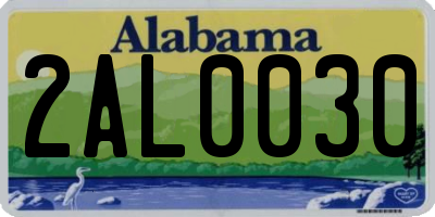 AL license plate 2AL0030
