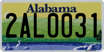 AL license plate 2AL0031