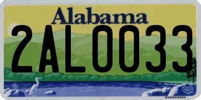 AL license plate 2AL0033