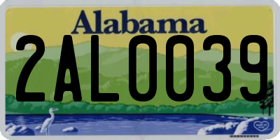 AL license plate 2AL0039