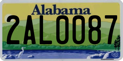 AL license plate 2AL0087