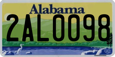 AL license plate 2AL0098