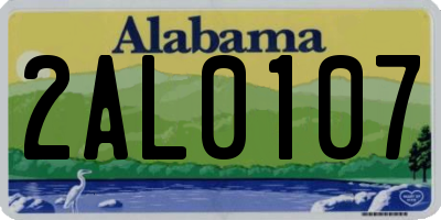 AL license plate 2AL0107