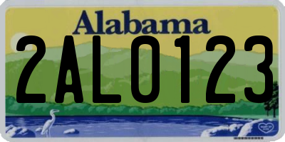 AL license plate 2AL0123