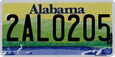 AL license plate 2AL0205