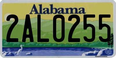 AL license plate 2AL0255