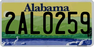 AL license plate 2AL0259