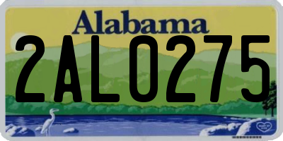 AL license plate 2AL0275