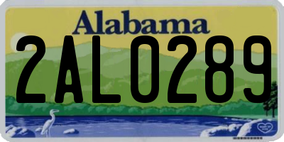 AL license plate 2AL0289