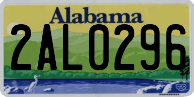 AL license plate 2AL0296