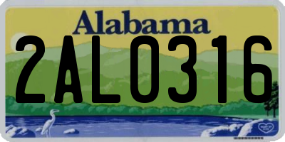 AL license plate 2AL0316