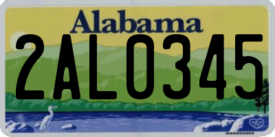 AL license plate 2AL0345