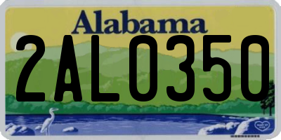 AL license plate 2AL0350