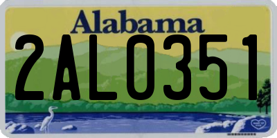 AL license plate 2AL0351