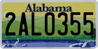 AL license plate 2AL0355