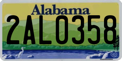 AL license plate 2AL0358
