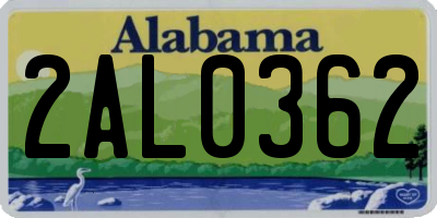 AL license plate 2AL0362