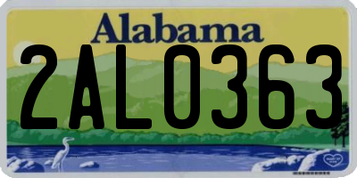 AL license plate 2AL0363