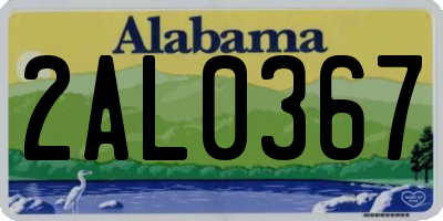 AL license plate 2AL0367