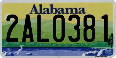 AL license plate 2AL0381