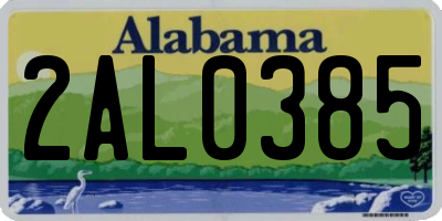 AL license plate 2AL0385
