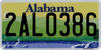 AL license plate 2AL0386