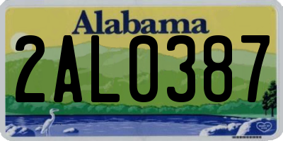 AL license plate 2AL0387