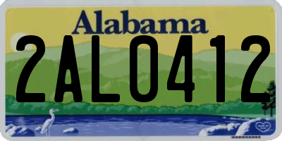 AL license plate 2AL0412