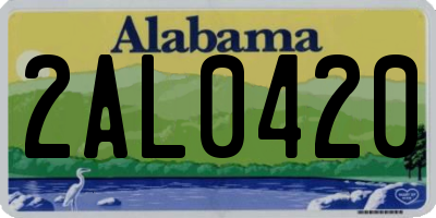 AL license plate 2AL0420