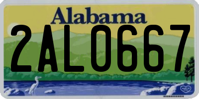 AL license plate 2AL0667