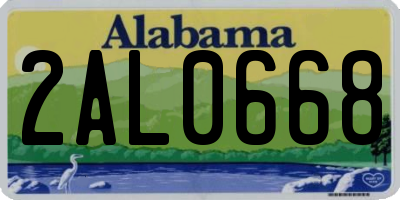 AL license plate 2AL0668
