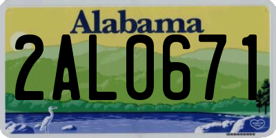 AL license plate 2AL0671