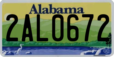 AL license plate 2AL0672