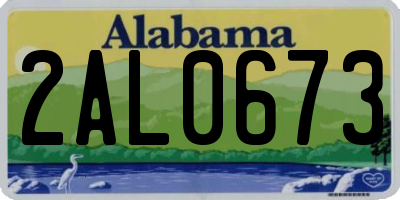 AL license plate 2AL0673