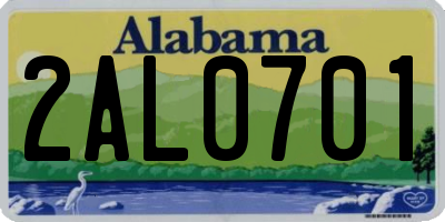 AL license plate 2AL0701