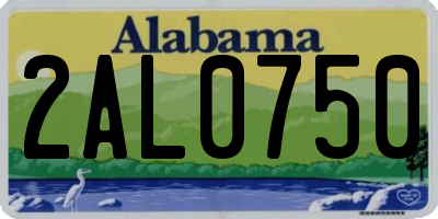 AL license plate 2AL0750
