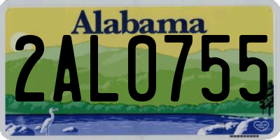 AL license plate 2AL0755