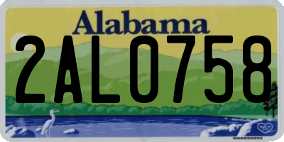 AL license plate 2AL0758