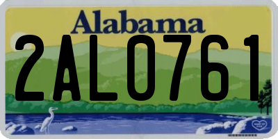 AL license plate 2AL0761