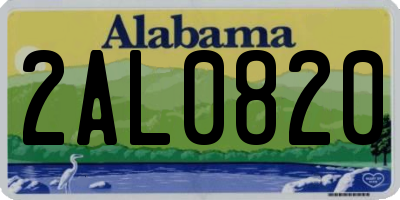 AL license plate 2AL0820