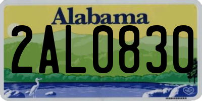 AL license plate 2AL0830