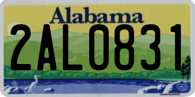 AL license plate 2AL0831
