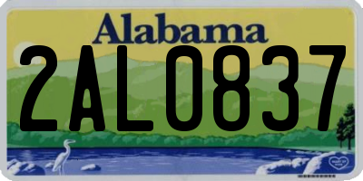 AL license plate 2AL0837