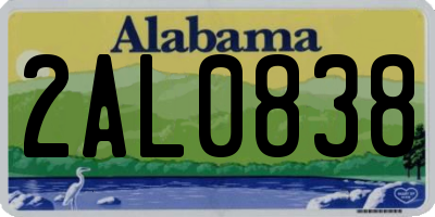 AL license plate 2AL0838