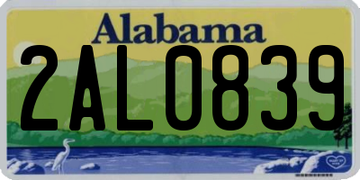 AL license plate 2AL0839