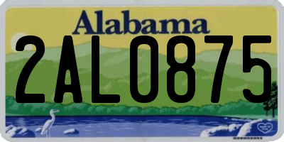 AL license plate 2AL0875