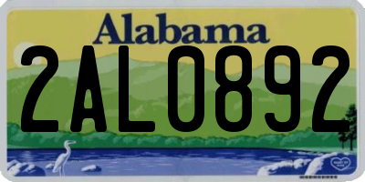 AL license plate 2AL0892