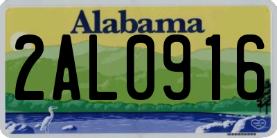 AL license plate 2AL0916
